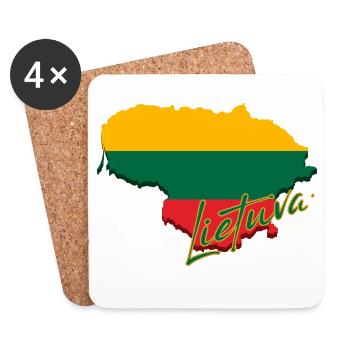 Map of Lithuania, flag of Lithuania - Coasters (set of 4) - white - Front