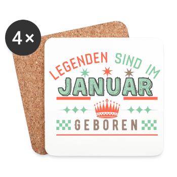 Legenden sind im Januar geboren -Geburtstag party  - Untersetzer (4er-Set) - Weiß - Vorne