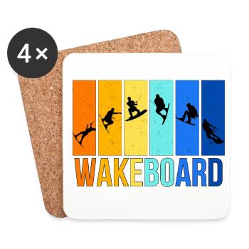 Wakeboard en couleurs vives - Dessous de verre (lot de 4) - blanc - Devant