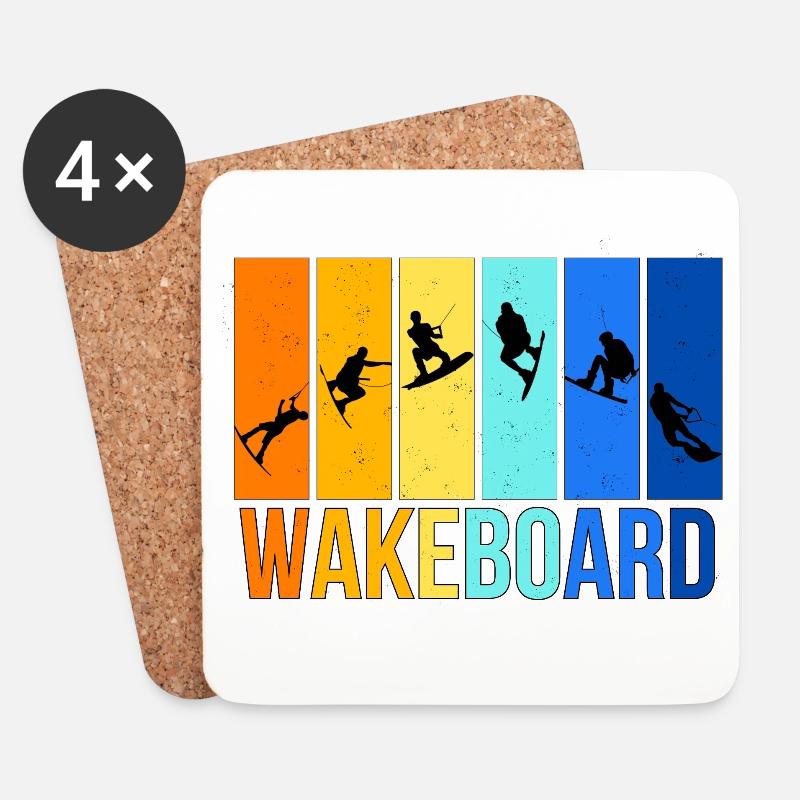 Wakeboarden in bunten Farben - Untersetzer (4er-Set) - Weiß