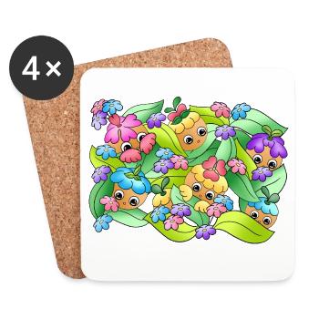 Verträumte Knubbel | Sommer | Laub | Natur - Untersetzer (4er-Set) - Weiß - Vorne