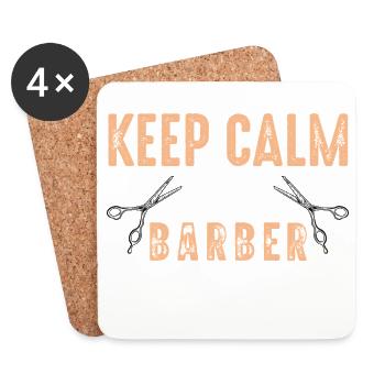 Barber keep calm - Coasters (set of 4) - white - Front
