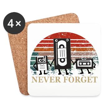 Retro Kassetten-Trio mit Never Forget Theme - Untersetzer (4er-Set) - Weiß - Vorne
