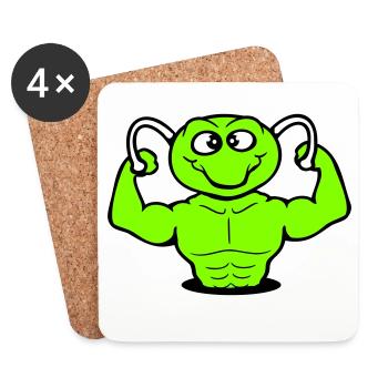 Caterpillar Bodybuilder Musculation Strong Fitness Gym - Dessous de verre (lot de 4) - blanc - Devant