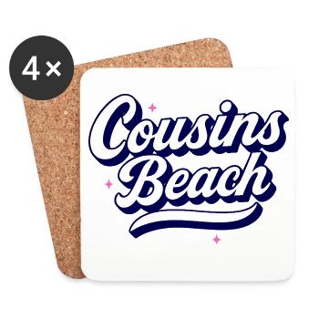 Cousins Beach – Retro Script Design - Untersetzer (4er-Set) - Weiß - Vorne