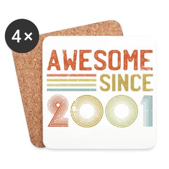 Retro-Design zum Jahr der Anerkennung 2001 - Untersetzer (4er-Set) - Weiß - Vorne