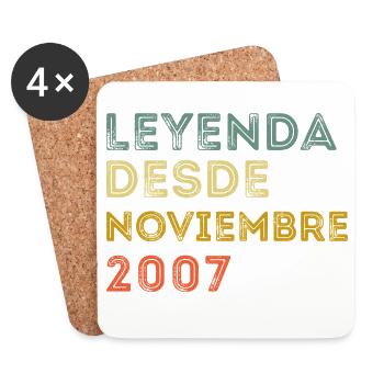 Novembre 2007 Vintage Rétro Anniversaire - Dessous de verre (lot de 4) - blanc - Devant