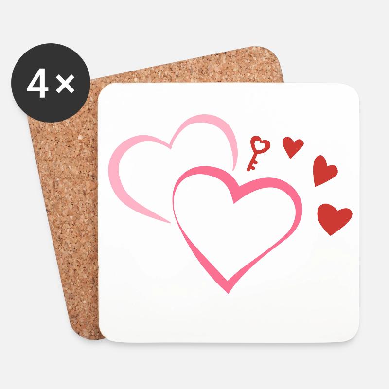 MyCutePicci_Cuori - Untersetzer (4er-Set) - Weiß