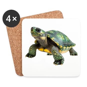 Detailed turtle illustration on clothing - Coasters (set of 4) - white - Front