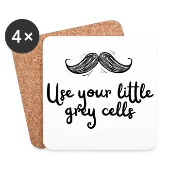 Utilisez vos petites cellules grises Poirot drôle de moustache - Dessous de verre (lot de 4) - blanc - Devant
