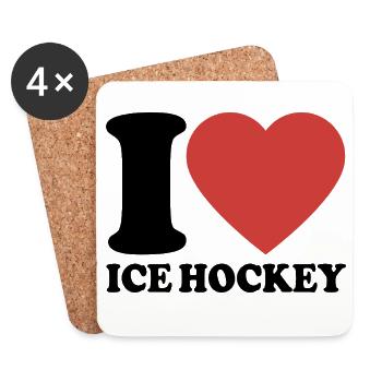 I Love Icehockey - Heart - Winter Sports - Coasters (set of 4) - white - Front