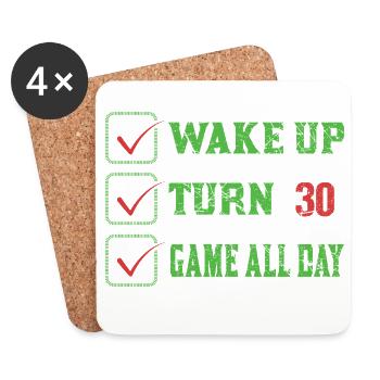 Wake Up to 30: Play All Day - Coasters (set of 4) - white - Front