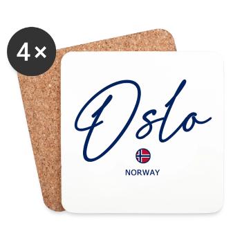 Oslo - Norway Flag - Lettering - Norge - Norwegen - Coasters (set of 4) - white - Front