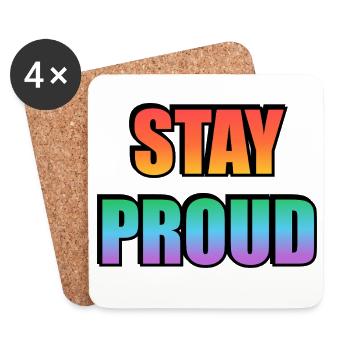 Stay Proud Gradient Text Design - Untersetzer (4er-Set) - Weiß - Vorne