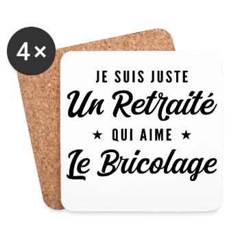 Retraité Bricoleur Humour Cadeau Retraite - Dessous de verre (lot de 4) - blanc - Devant