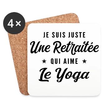 Retraitée Yogini Humour Cadeau Retraite - Dessous de verre (lot de 4) - blanc - Devant