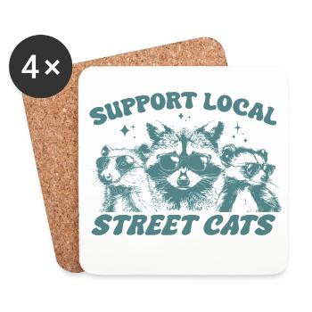 Support Local Street Cats - Coasters (set of 4) - white - Front