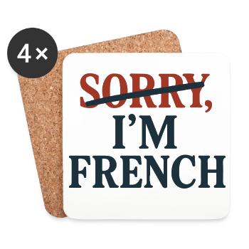 French Typography – Sorry, I'm French - Coasters (set of 4) - white - Front