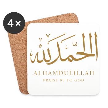 Alhamdulillah lettering - Coasters (set of 4) - white - Front
