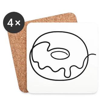 Croquis de beignet – motif doux pour les gourmands - Dessous de verre (lot de 4) - blanc - Devant
