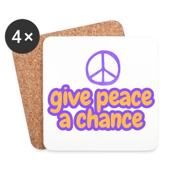 Peace Now Bubble Font "Give Peace A Chance" - Coasters (set of 4) - white - Front