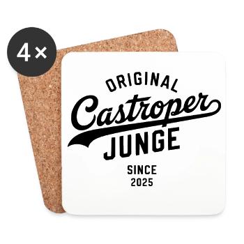 Echter Castroper Hoodie Shirt Tasse Strampler - Untersetzer (4er-Set) - Weiß - Vorne