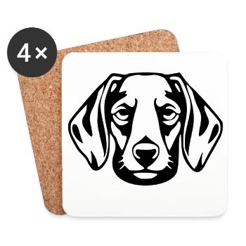 Dachshund Dog T-shirt Gift - Coasters (set of 4) - white - Front