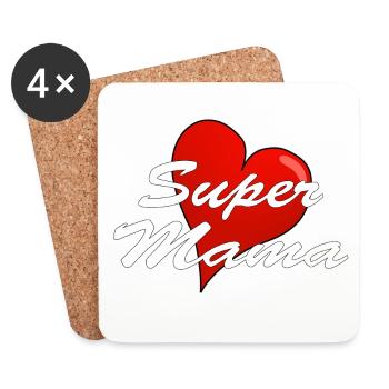 SUPER MAMA - Untersetzer (4er-Set) - Weiß - Vorne