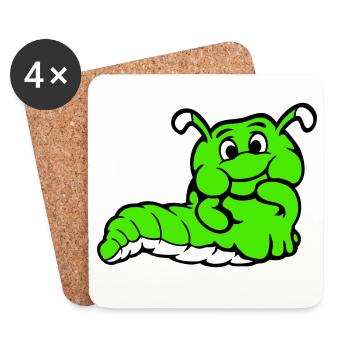 Chenille Ver Timide Amicale Curieux - Dessous de verre (lot de 4) - blanc - Devant