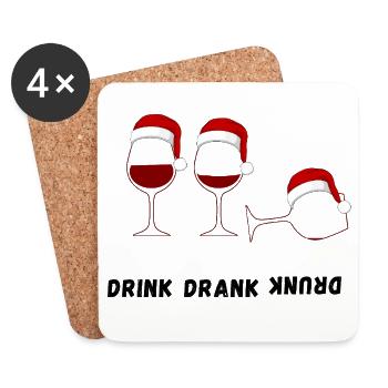 Drink Drank Drunk – Ugly Christmas Sweater Style - Untersetzer (4er-Set) - Weiß - Vorne