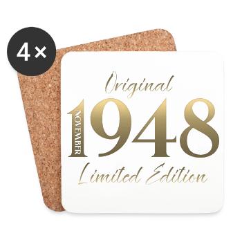 66th Birthday Original November Vintage 1948 - Coasters (set of 4) - white - Front