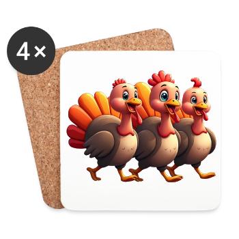 Bébé dinde de Thanksgiving - Dessous de verre (lot de 4) - blanc - Devant