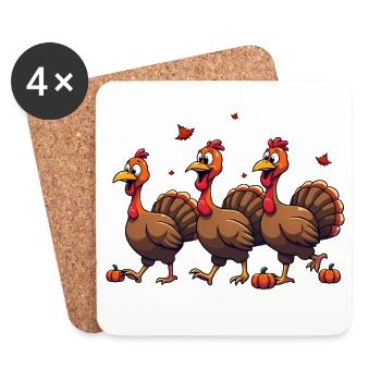 Bébé dinde de Thanksgiving - Dessous de verre (lot de 4) - blanc - Devant