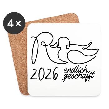 Rente eine Linie - 2026 Endlich geschafft - Untersetzer (4er-Set) - Weiß - Vorne