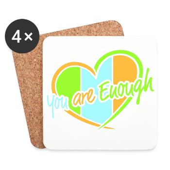 You Are Enough Self Love Motivational Quote - Coasters (set of 4) - white - Front