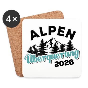 Alpen Überquerung 2026 - Wandern - Untersetzer (4er-Set) - Weiß - Vorne