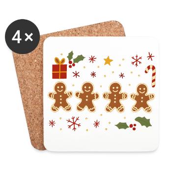 Gingerbread Holiday Cheer, Xmas  - Coasters (set of 4) - white - Front