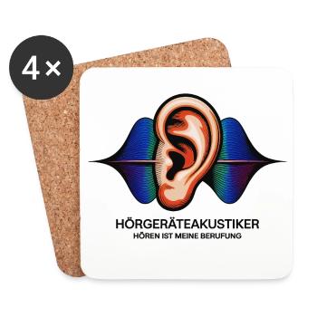 Hörgeräteakustiker Spruch – Hören ist Berufung - Untersetzer (4er-Set) - Weiß - Vorne