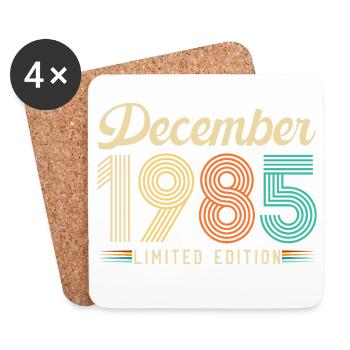 40 Ans Anniversaire Cadeau Né en Décembre 1985 - Dessous de verre (lot de 4) - blanc - Devant