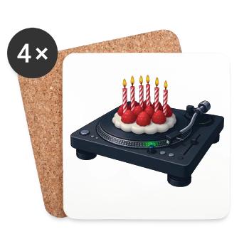 DJ BIRTHDAY – Ton & Bild - Untersetzer (4er-Set) - Weiß - Vorne