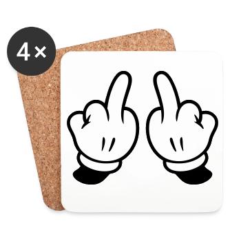 Mittelfinger Hand Frech - Untersetzer (4er-Set) - Weiß - Vorne