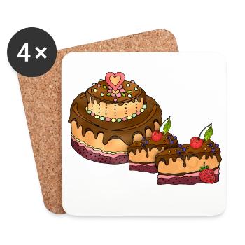Gâteau - Dessous de verre (lot de 4) - blanc - Devant