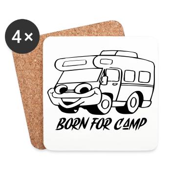 Né pour le camp - Dessous de verre (lot de 4) - blanc - Devant