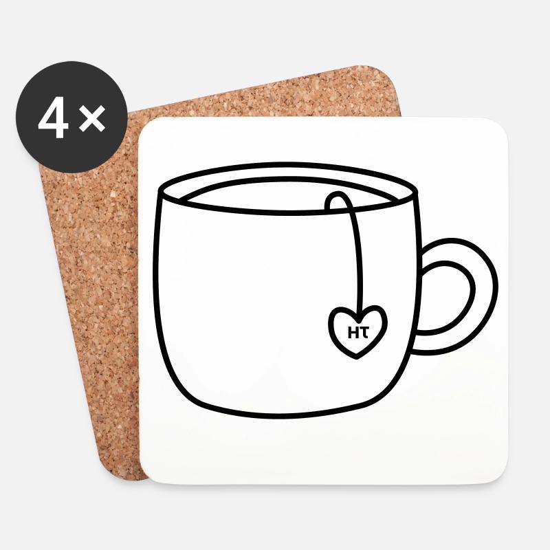 HT-Logo-Tasse_Transparent - Untersetzer (4er-Set) - Weiß