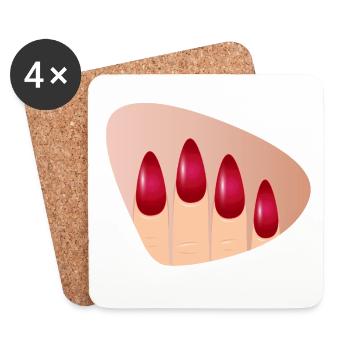 Elegant red nails in a glossy look - Coasters (set of 4) - white - Front