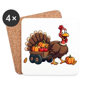 Thanksgiving Funny Thanksgiving Turkey - Coasters (set of 4) - white - Front