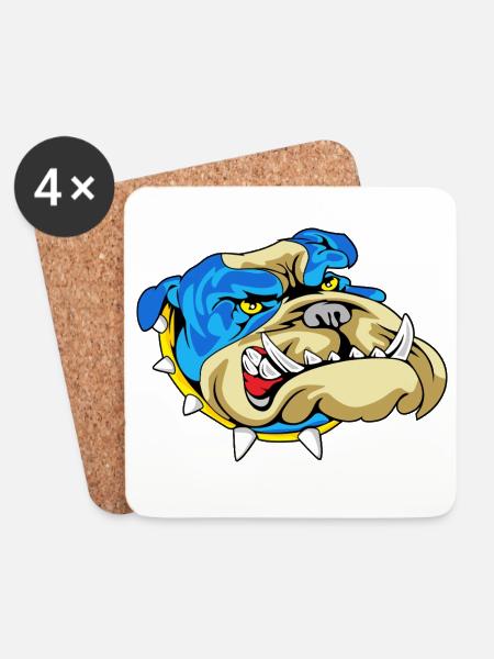 Blauer Bulldogge Knurren - Untersetzer (4er-Set) - Weiß