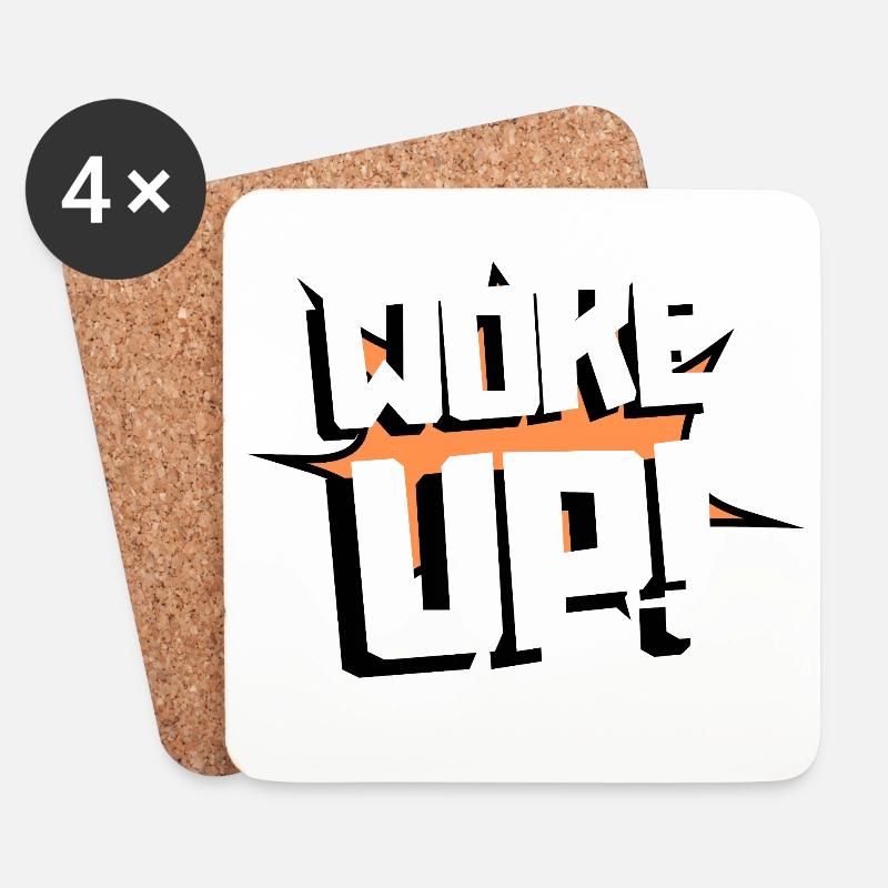 woke up - Coasters (set of 4) - white