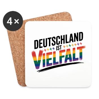 L’Allemagne, c’est la diversité - Logo Cool Pride - Dessous de verre (lot de 4) - blanc - Devant