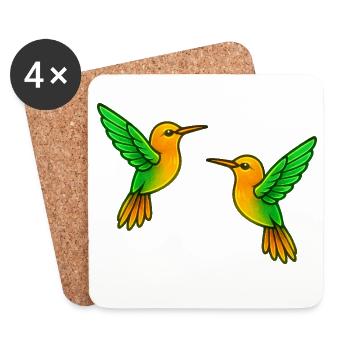 Doppelte Kolibri Farbenspiel - Untersetzer (4er-Set) - Weiß - Vorne
